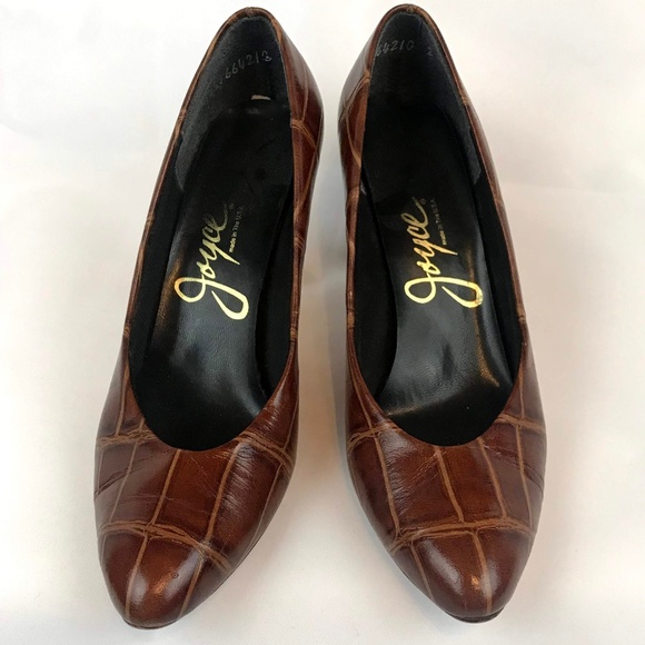 Joyce Shoes - Joyce Womens Faux Alligator Pumps size 5 1/2 Brown